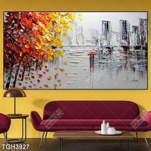 Tranh sơn dầu khu phố in tường đẹp