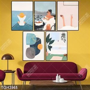 Tranh ghép 5 tấm thiếu nữ đi du lịch