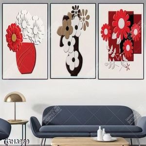 Tranh ghép 3 tấm bình hoa đẹp