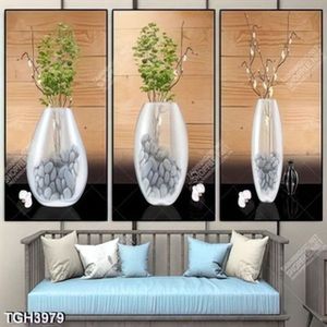 Tranh ghép 3 tấm bình hoa nghệ thuật