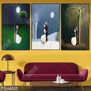 Tranh ghép 3 tấm sỏi ghép người