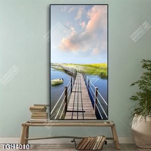 Tranh phong cảnh cây cây cầu trên sông
