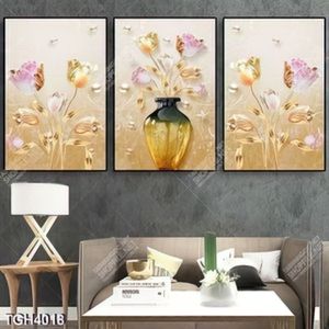 Tranh ghép 3 tấm bình hoa đẹp