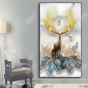Tranh ghép hươu và lá cây