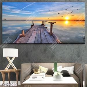 Tranh cây cầu gỗ vào lúc bình minh