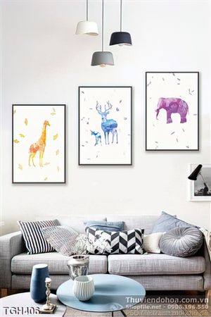 Tranh ghép hưu cao cổ, hưu, voi