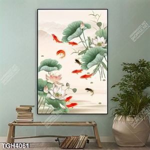 Tranh khổ dọc cá chép và hoa Sen