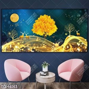 Tranh ghép cây và hươu vàng