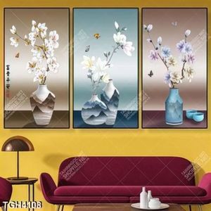 Tranh ghép 3 tấm bình hoa mộc lan