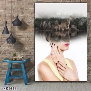 Tranh ghép hươu và người mẫu
