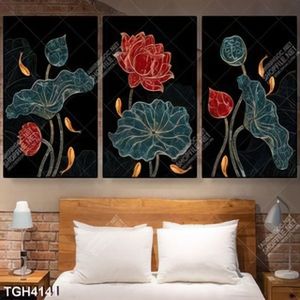 Tranh ghép 3 tấm hoa Sen đẹp