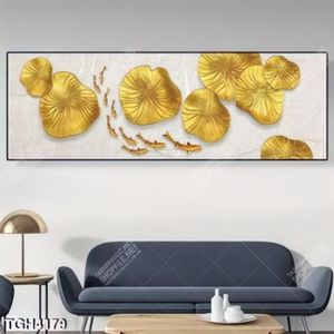 Tranh ghép cá và hoa Sen gold