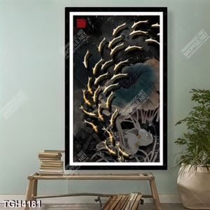 Tranh cá và hoa Sen khổ dọc