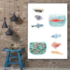 Tranh ghép cá vẽ màu đẹp