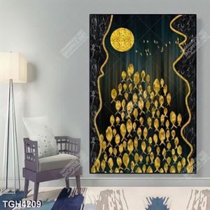 Tranh ghép đàn cá và mặt trăng gold