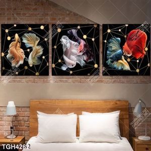 Tranh ghép 3 tấm cá beta nhiều màu