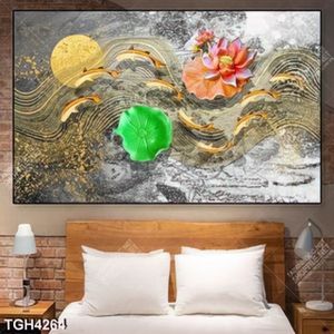 Tranh ghép hoa Sen và cá chép vàng