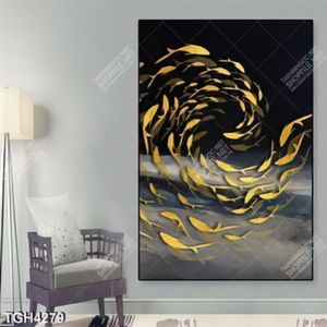 Tranh ghép khổ dọc đàn cá vàng đẹp
