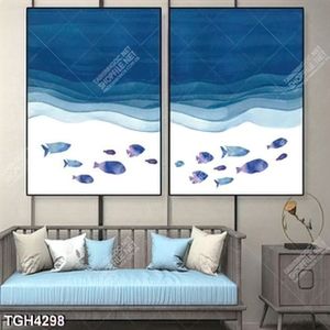 Tranh ghép 2 tấm cá và đại dương