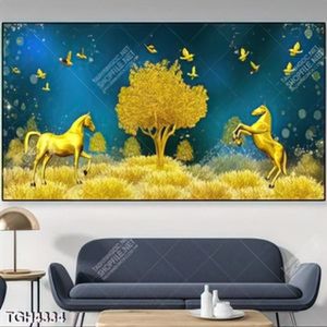 Tranh ghép ngựa và cây gold