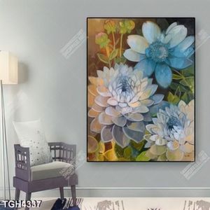 Tranh sơn dầu hoa thược dược