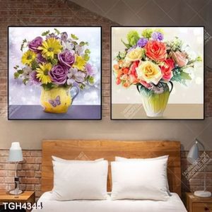 Tranh ghép 2 tấm bình hoa đẹp