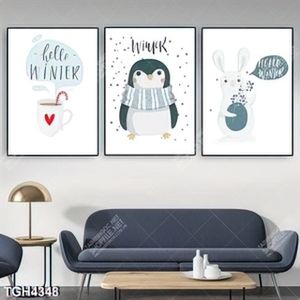 Tranh ghép 3 tấm chim cánh cụt