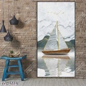 Tranh khổ dọc thuyền trên biển