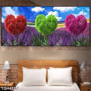 Tranh ghép cây và cánh đồng hoa