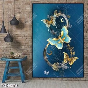 Tranh bướm nền xanh