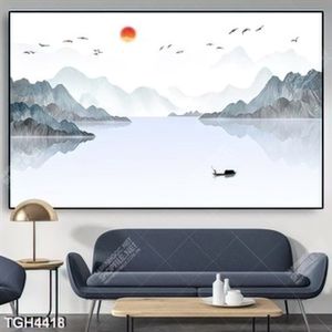 Tranh ghép núi và sông in canvas