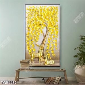 Tranh ghép cây vàng và hươu
