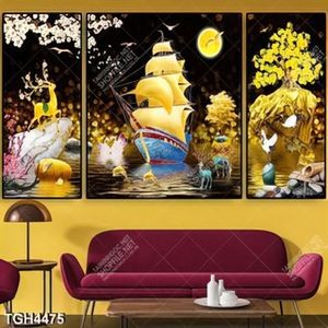 Tranh ghép 3 tấm thuận buồm xuôi gió