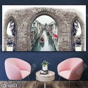 Tranh ghép phố cổ trên sông
