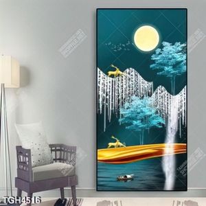 Tranh ghép hươu và mặt trăng