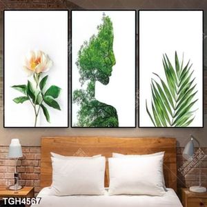 Tranh ghép 3 tấm hoa và lá