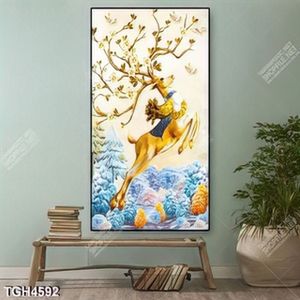 Tranh ghép hươu và rừng cây