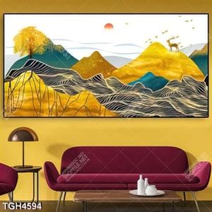 Tranh ghép núi và hươu