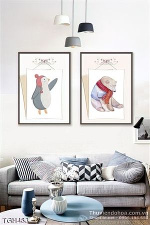 Tranh ghép chim cánh cụt và gấu trắng