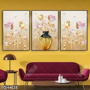 Tranh ghép 3 tấm bình hoa