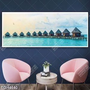 Tranh khu resort trên biển