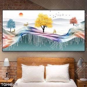 Tranh ghép hươu và cây mùa thu