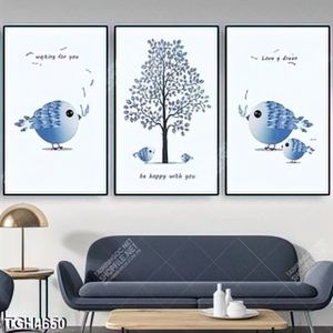 Tranh ghép 3 tấm chim và cây