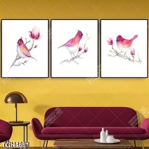 Tranh ghép 3 tấm chim trên cây