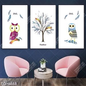 Tranh ghép 3 tấm chim cú