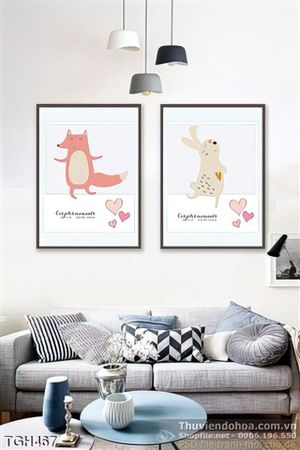 Tranh ghép cáo nhỏ và thỏ con in uv