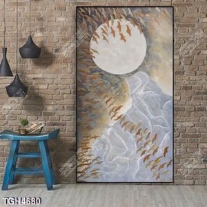 Tranh sơn dầu đàn chim và mặt trăng