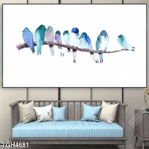 Tranh màu nước chim trên cây