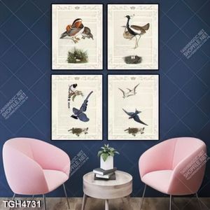 Tranh ghép 4 tấm đôi chim uyên ương