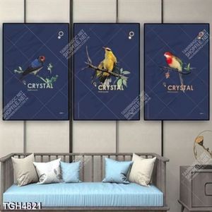 Tranh ghép 3 tấm chim trên cây